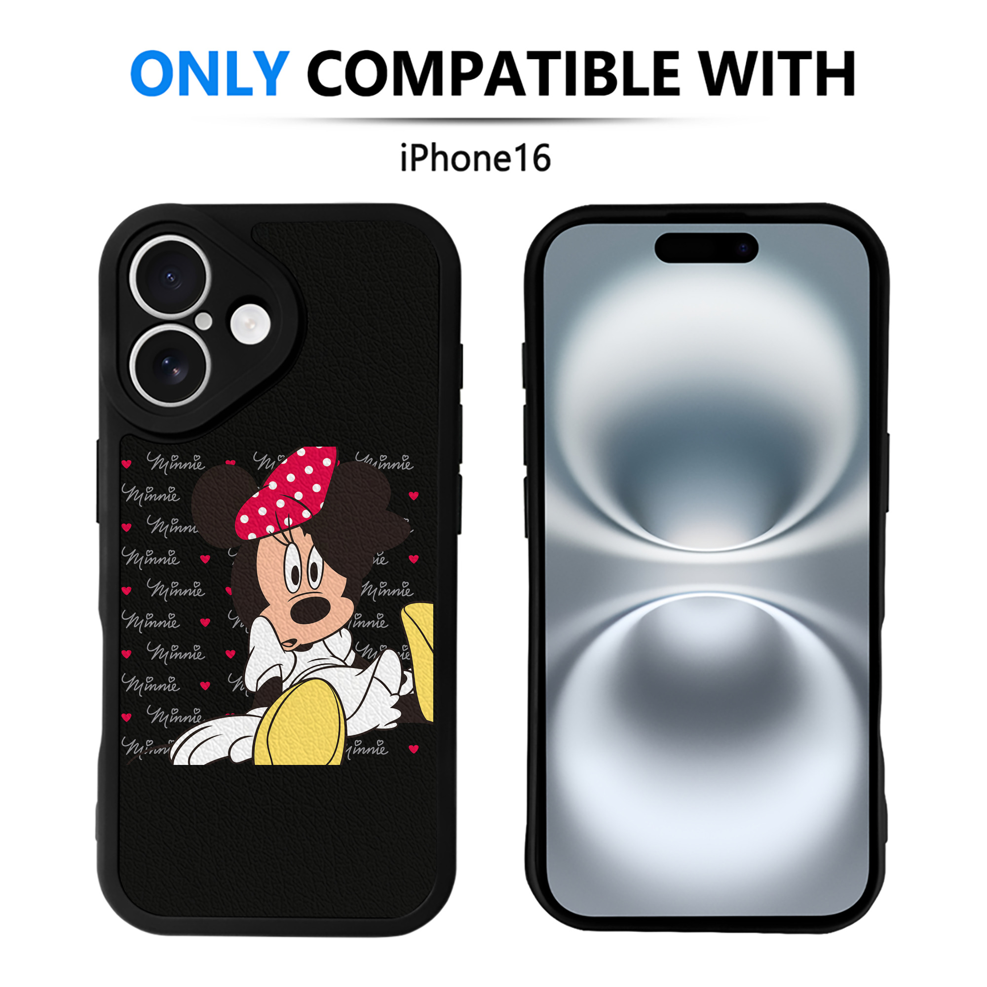 （画像用） ミッキーマウス Mickey Mouse 【iPhone 16シリーズ対応】シリコンスマホケース（レザー調） 材質：シリコン